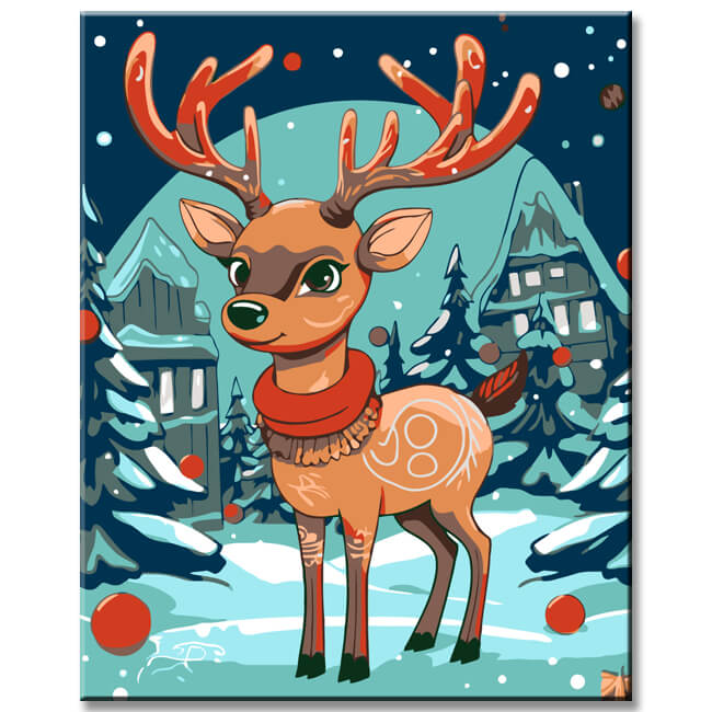Painting by numbers for children Little deer