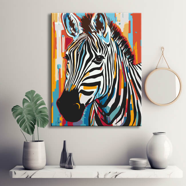Zebra in paint by number style