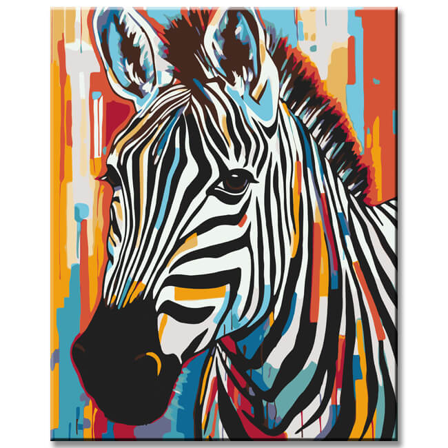 Zebra in paint by number style