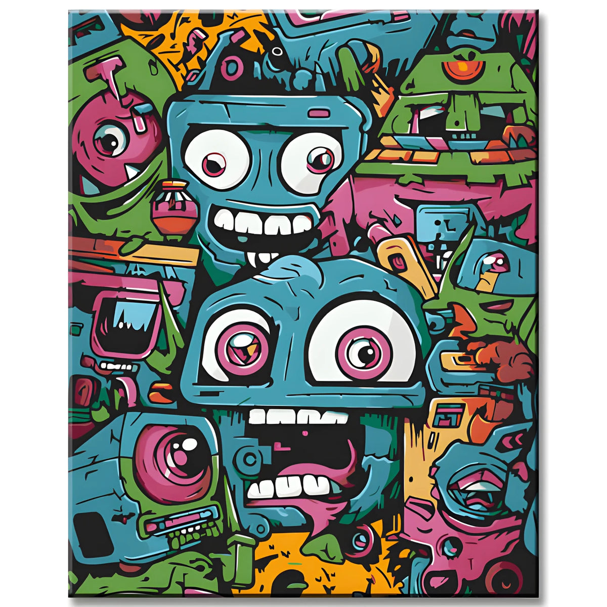 Graffiti Faces in Neon Colors Paint by Numbers