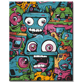 Graffiti Faces in Neon Colors Paint by Numbers