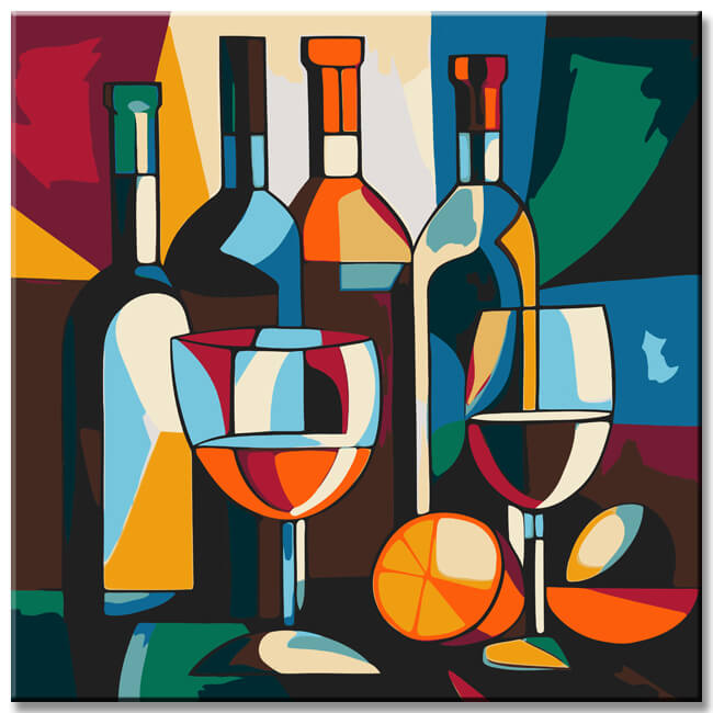 Picasso Wine Bottles - Painting by Numbers