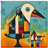 Bird on Birdhouse in Picasso Style Painting by Numbers