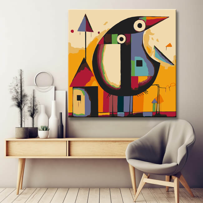 Picasso Bird on Birdhouse - Painting by Numbers