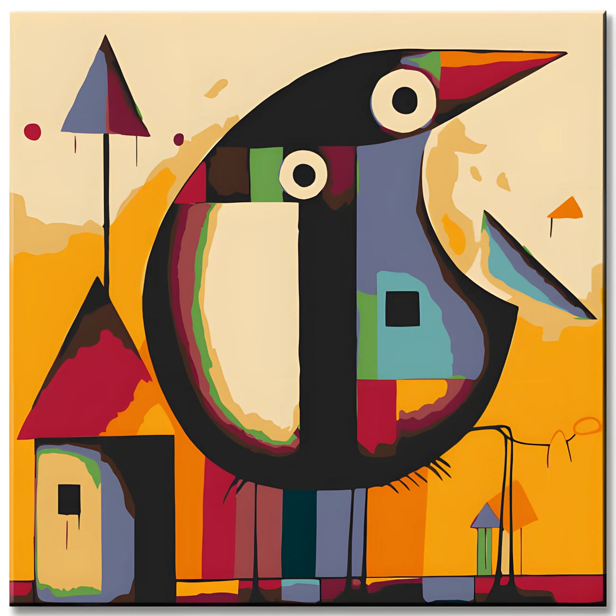Picasso Bird on Birdhouse Painting by Numbers