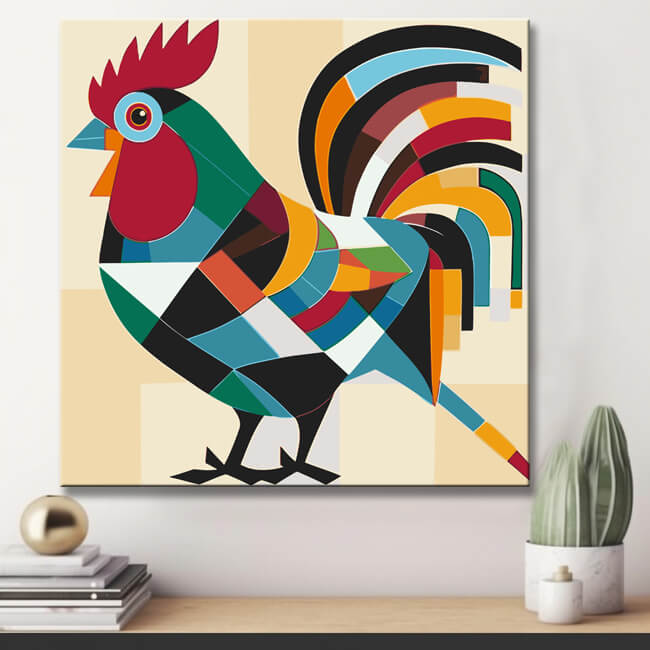 Rooster in Picasso style - painting by numbers