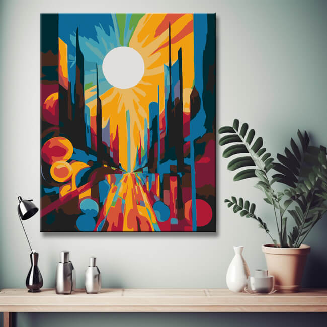 Sunrise in the city - painting by numbers