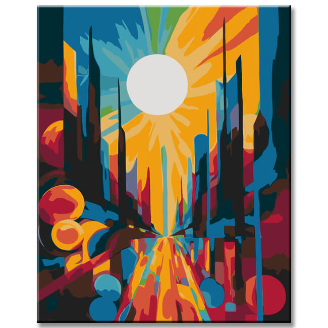 Sunrise in the city - painting by numbers