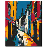 Paris Retro Street with Cat Painting by Numbers