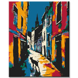 Paris Retro Street with Cat - Painting by Numbers