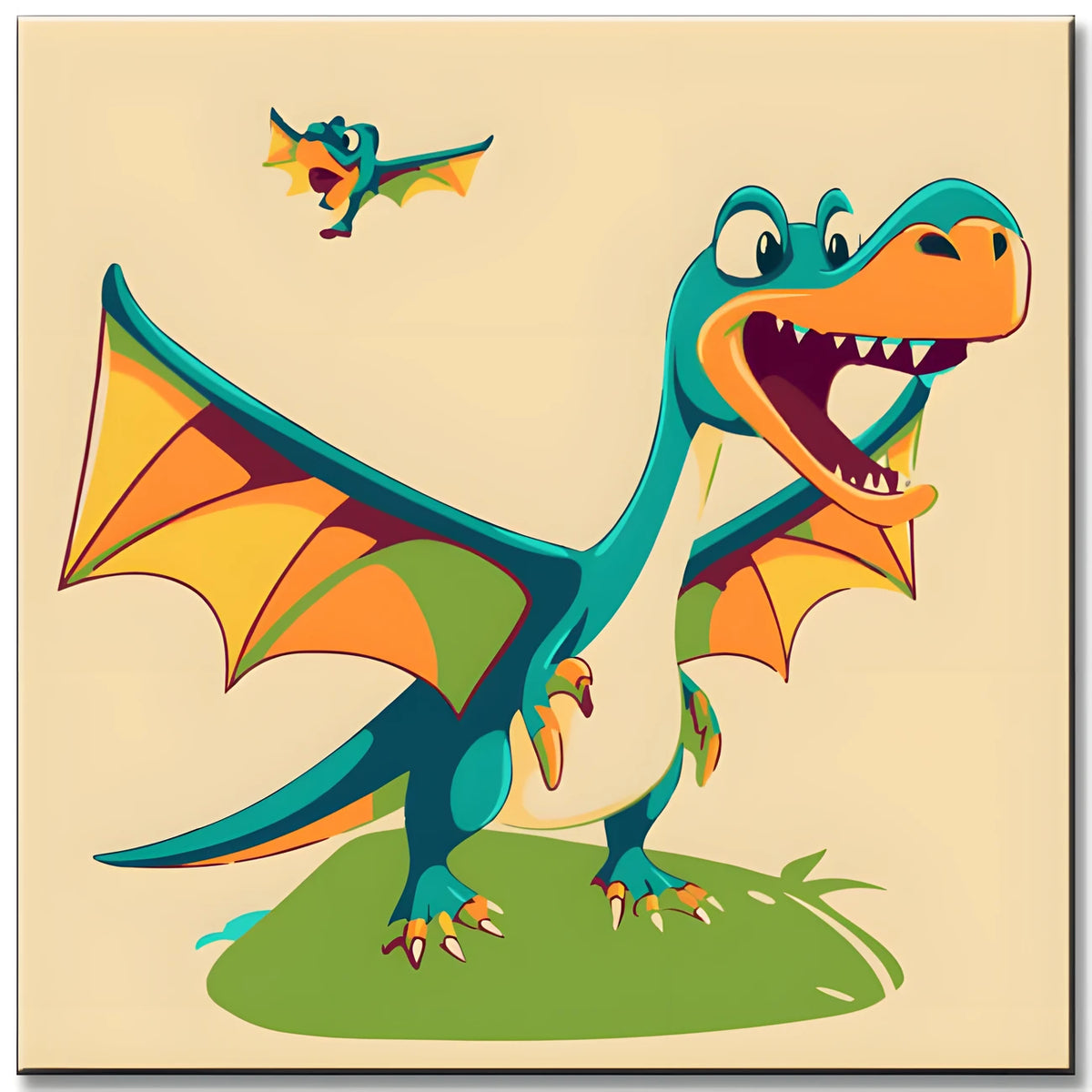 Happy Dinosaur Pterodactyl Painting by Numbers