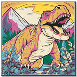 Painting by numbers for children: Dino in the mountains