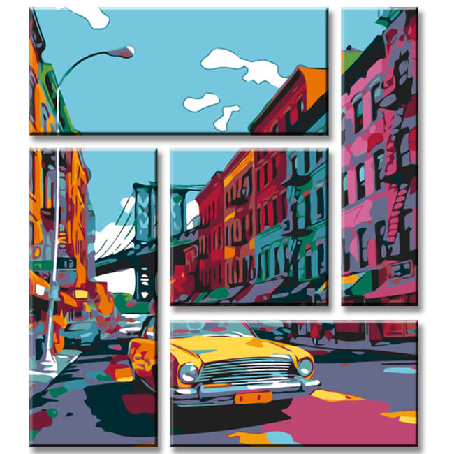 Painting by Numbers Taxi in New York City Brooklyn 5-Panel