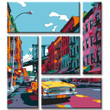 Painting by Numbers Taxi in New York City Brooklyn 5-Panel
