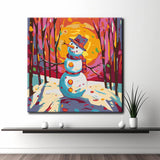 Painting by numbers: Snowman in the forest