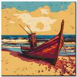 Painting by Numbers Wooden Sailboat on The Beach