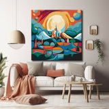 Painting by numbers: Abstract winter landscape