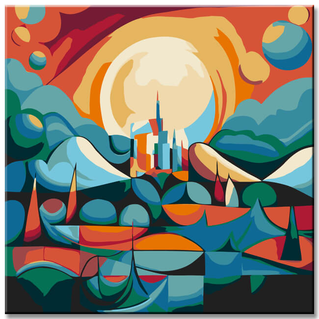 Painting by numbers: Abstract winter landscape