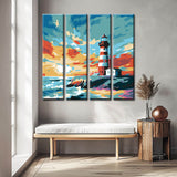 Paint by Numbers Painting Lighthouse on The Beach 4-Panel