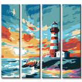 Paint by Numbers Painting Lighthouse on The Beach 4-Panel