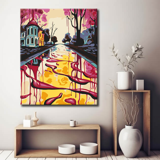 Painting by numbers: creative picture of a river