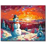 Paint by Numbers: Snowman at Dusk