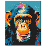 Painting by numbers: monkey portrait in color