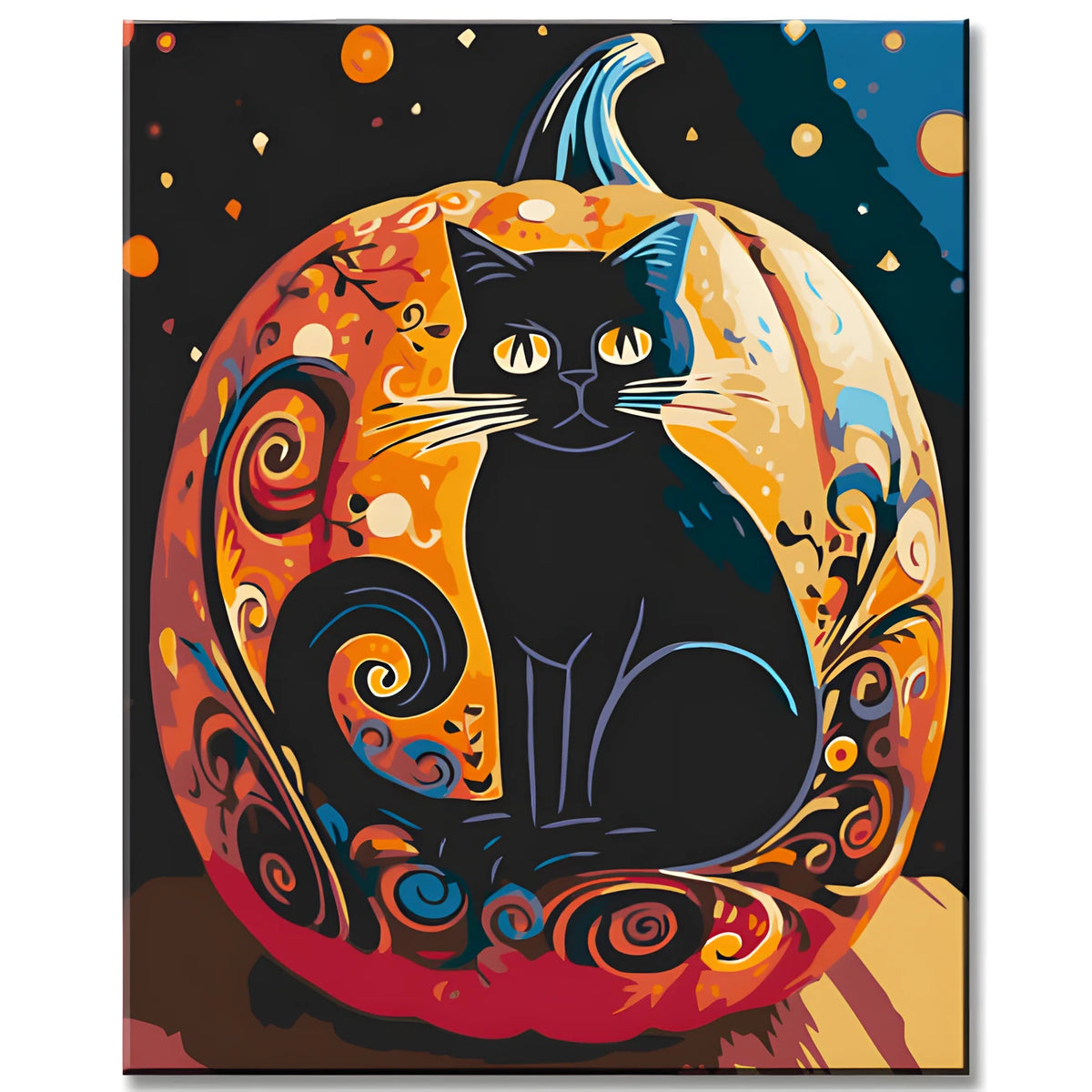 Black Cat on Pumpkin Painting by Numbers