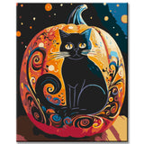 Black Cat on Pumpkin - Painting by Numbers