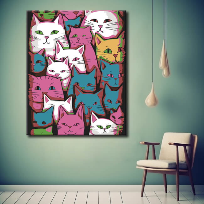 Paint by Numbers Abstract Painting Cats