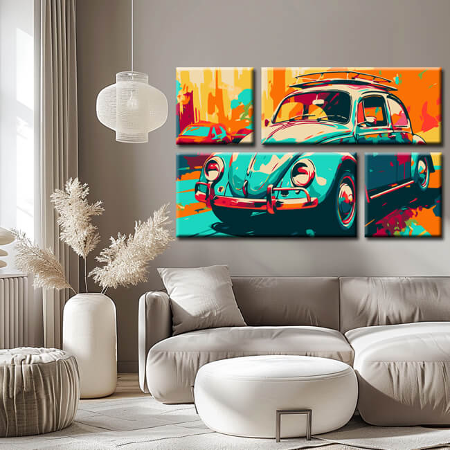Painting by Numbers VW Beetle Creative Picture I 4-Panel