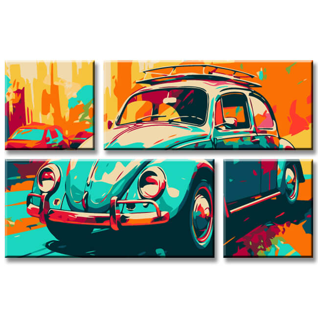 Painting by Numbers VW Beetle Creative Picture I 4-Panel