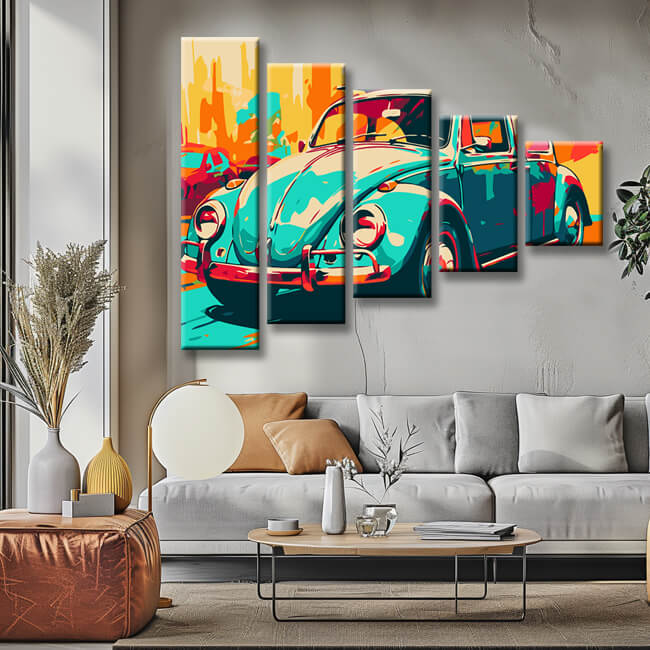 Painting by Numbers VW Beetle Art I 5-Panel