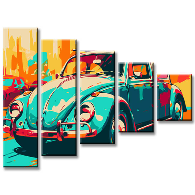Painting by Numbers VW Beetle Art I 5-Panel