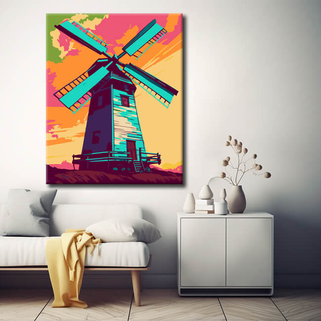 Painting by numbers: windmill in color