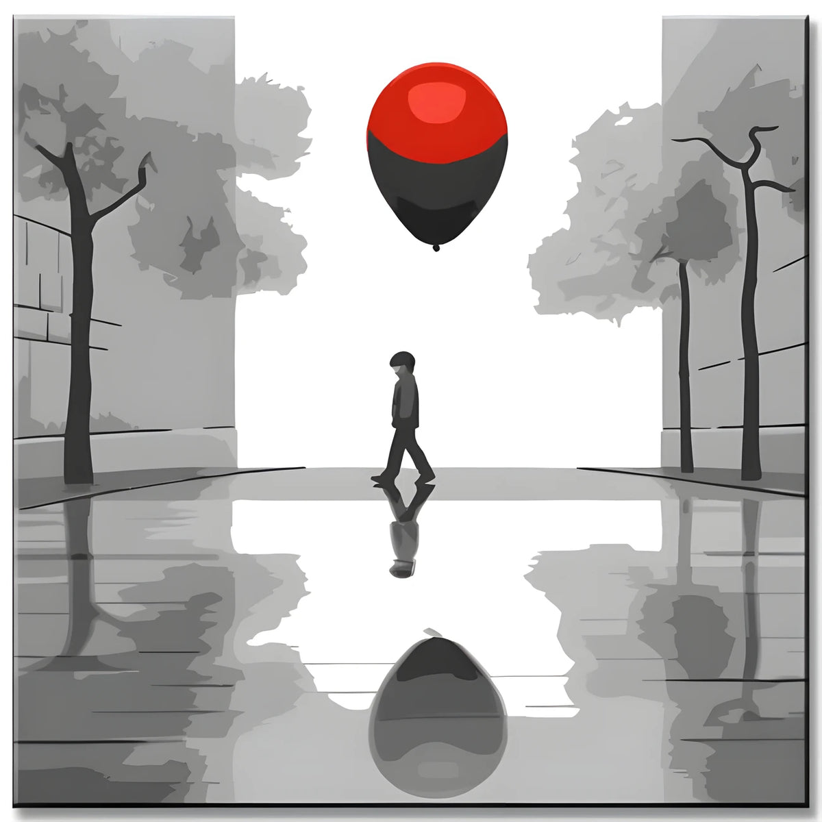 Paint by Numbers Black and White Red Balloon