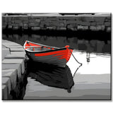 Red Boat in The Harbor Painting by Numbers