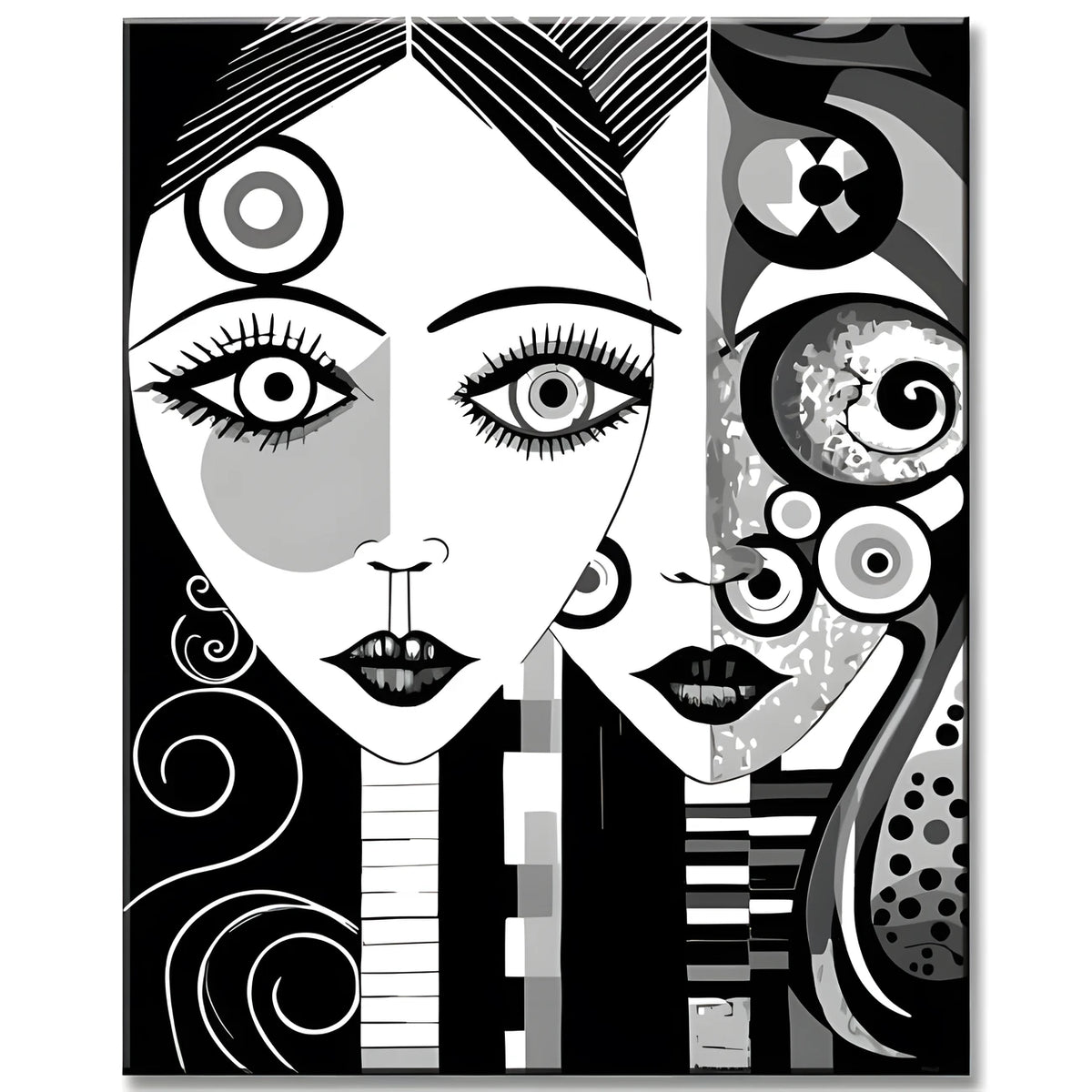 Black and White Monochrome Painting by Numbers