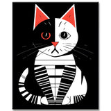 Black and White Cat in Picasso Style Painting by Numbers