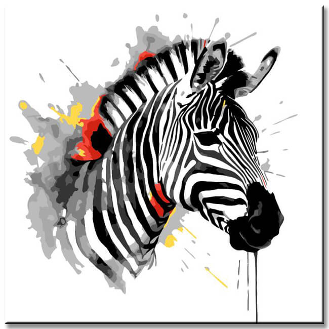 Zebra in abstract watercolors - painting by numbers