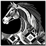 Elegant Black and White Graphic - Paint by Numbers Horse