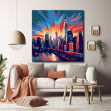 Painting by numbers skyline metropolis sunset