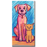 Painting by numbers for children dog and cat