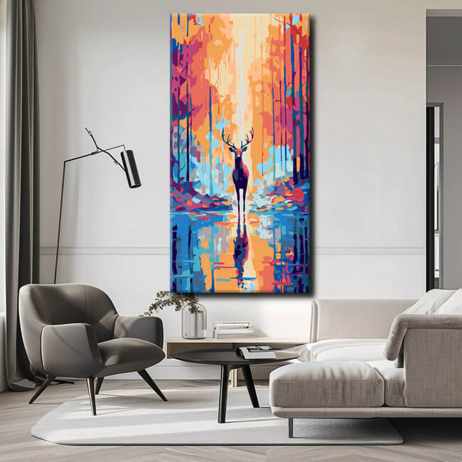 Painting by numbers deer in clearing