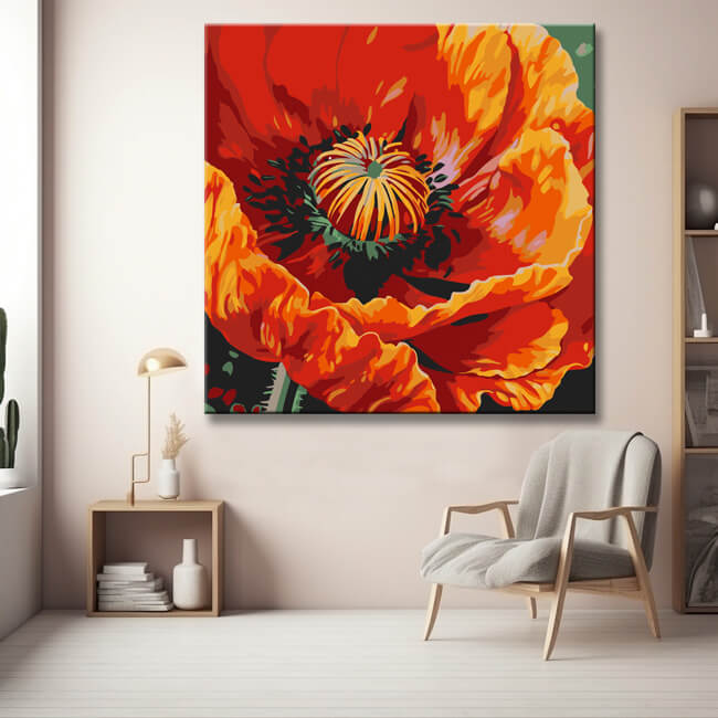 Poppy blossom art painting by numbers - shipping from DE