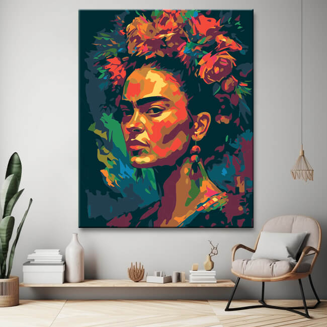 Painting Frida Kahlo style paint by numbers