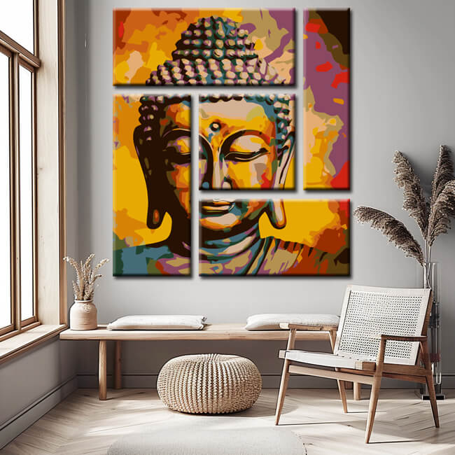 Painting by Numbers Golden Buddha 5-Panel