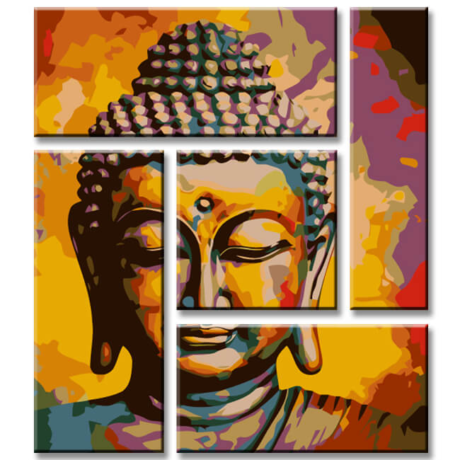 Painting by Numbers Golden Buddha 5-Panel