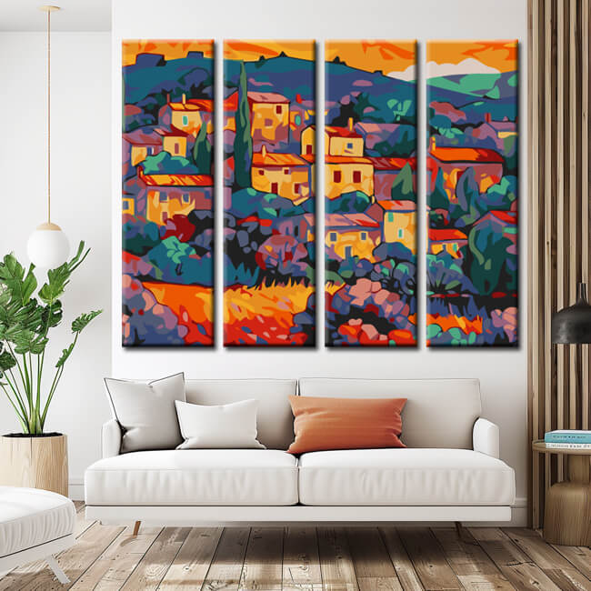Paint by Numbers Painting View of italian City 4-Panel
