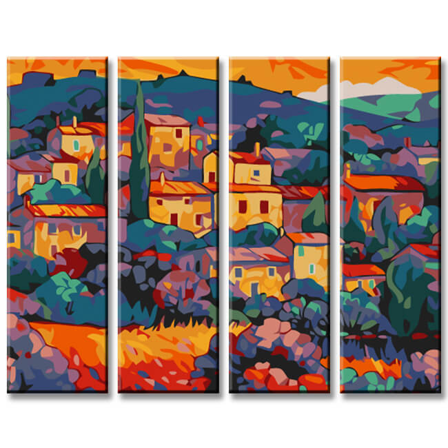 Paint by Numbers Painting View of italian City 4-Panel